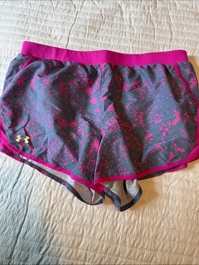 Under Armour Gray Athletic Shorts with Bright Pink Accents